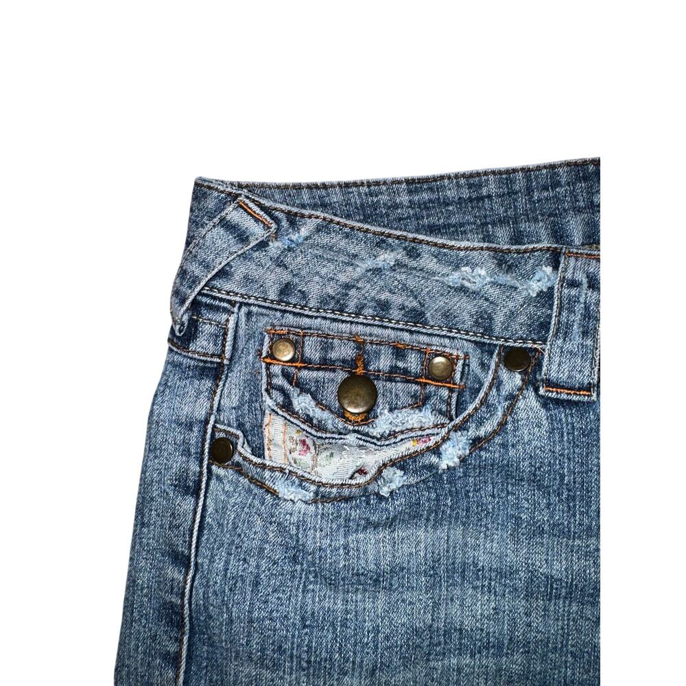Cach Y2k Patchwork Bootcut Jeans Distressed Tapes… - image 8